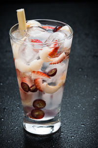 Close-up of ice cream in glass on table