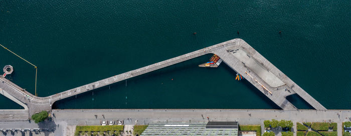 High angle view of pier over sea