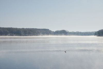 Scenic view of lake against clear sky