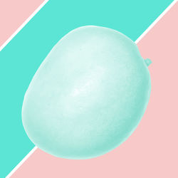 High angle view of apple against blue background