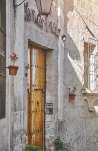 Closed door of old building