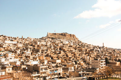 High angle view of townscape against sky