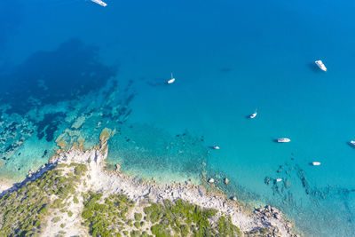 Aerial view of the marine coast of monte argentario in the tuscan maremma