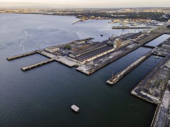 High angle view of pier over sea