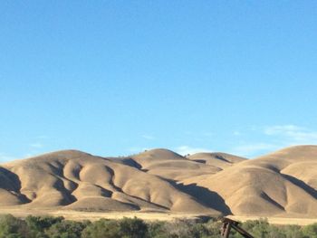 Scenic view of landscape against clear blue sky