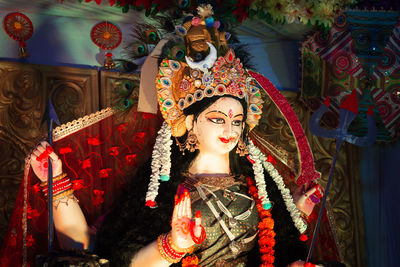 Goddess durga idol at navratri festival celebration