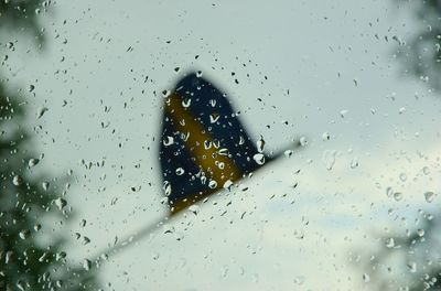 Close-up of raindrops on glass window