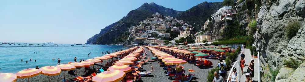 Panoramic view of people on beach