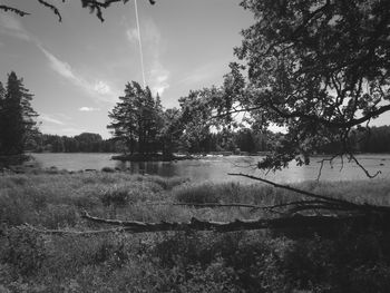 Scenic view of lake against sky