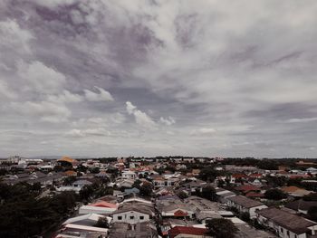 High angle view of townscape against sky