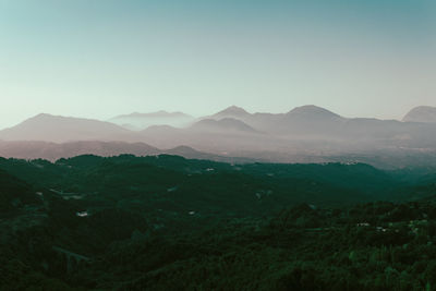 Scenic view of mountains against clear sky