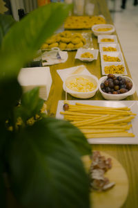 Close-up of fruits served on table