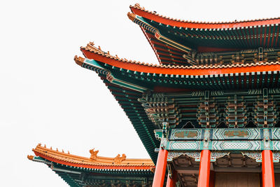 Low angle view of temple building against sky