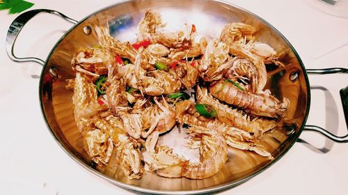 High angle view of food in bowl