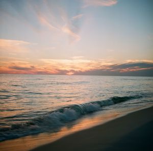 Scenic view of sea at sunset