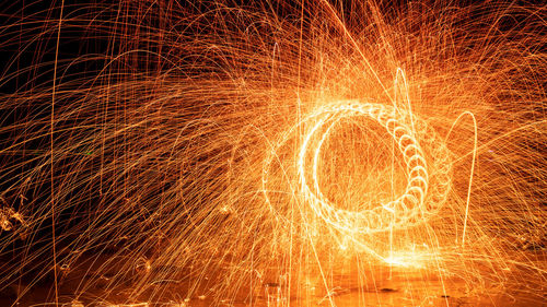 Wire wool spinning at night