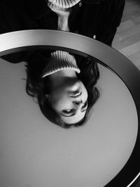 High angle portrait of smiling girl