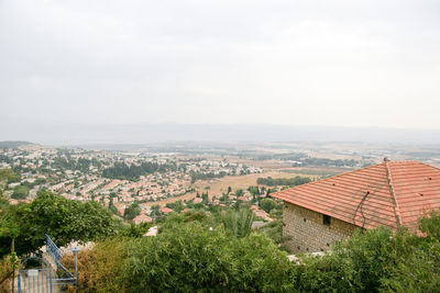 High angle view of townscape against sky