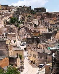 High angle view of buildings in city