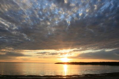 Scenic view of sea at sunset