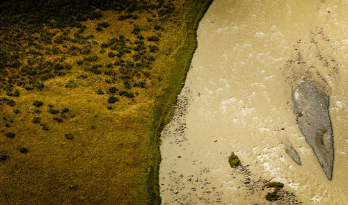 High angle view of water on land