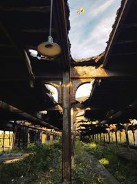 Low angle view of roof against sky