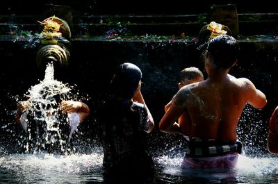 Blurred motion of water splashing in sea
