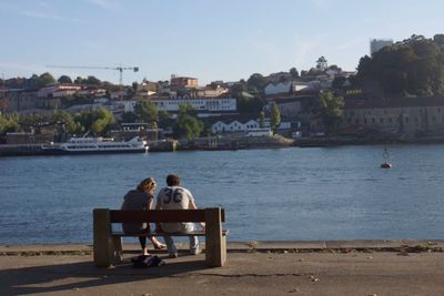 People sitting in water