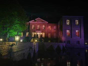 Exterior of illuminated house at night