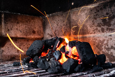 Bonfire on wooden structure