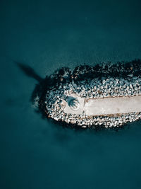 High angle view of blue sea