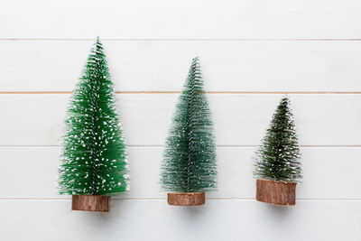 Christmas tree on floor against wall