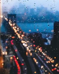 Close-up of water drops on glass window