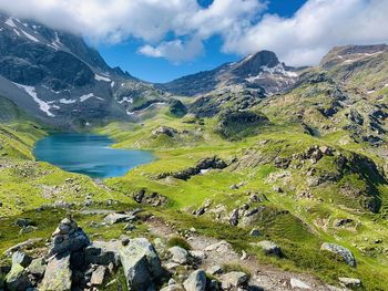 Scenic view of mountains against sky