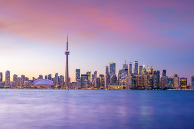 Modern buildings in city at waterfront