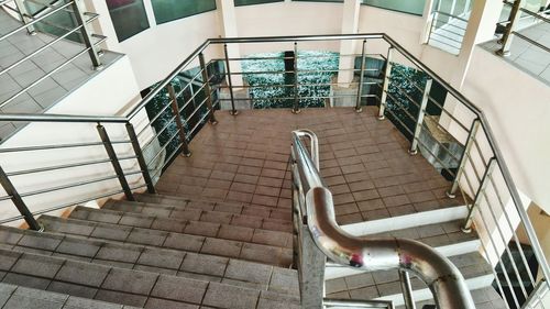 High angle view of spiral staircase