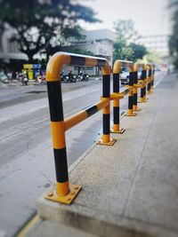 Yellow umbrella on street