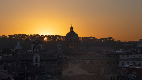 Sunset over the skyline of rome