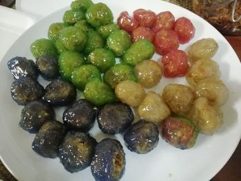 High angle view of meal served in plate