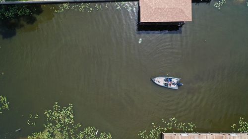 High angle view of floating on water