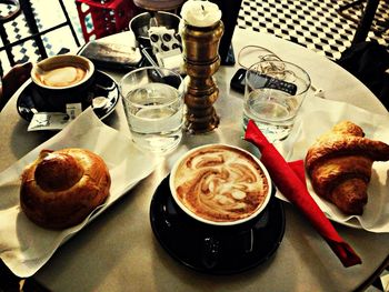 Close-up of coffee cup on table