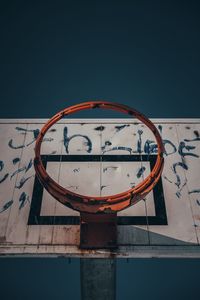 Low angle view of basketball hoop against sky