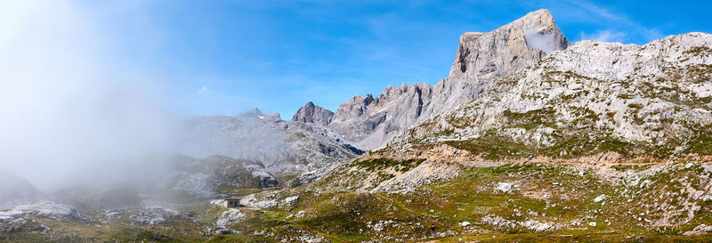 Low angle view of rocks against sky