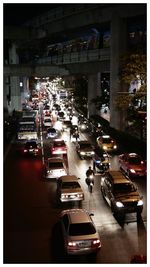 Traffic on road at night