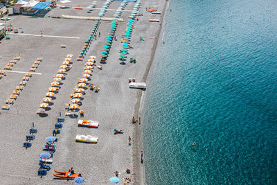 High angle view of people on beach