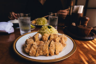 Close-up of food served on table in restaurant