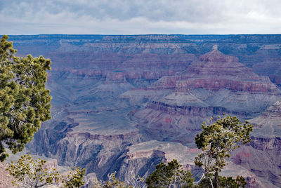 Scenic view of mountain against cloudy sky