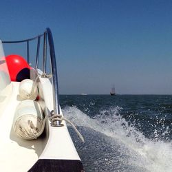 Boat sailing in sea