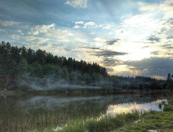 Scenic view of lake against sky