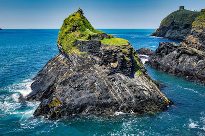 Blue lagoon in wales pembrokeshire coastal path